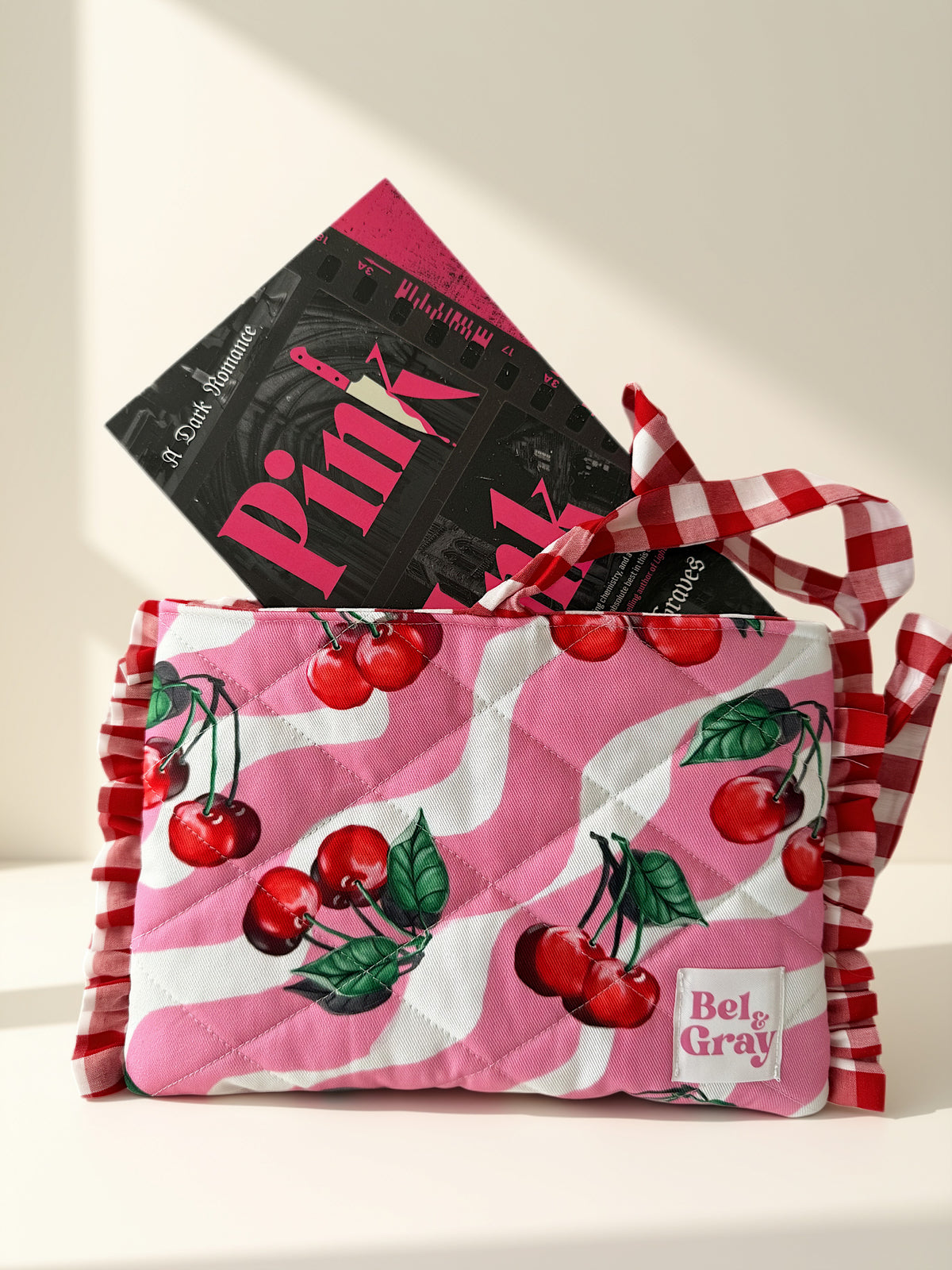 Cherry Waves - Quilted Book Sleeve
